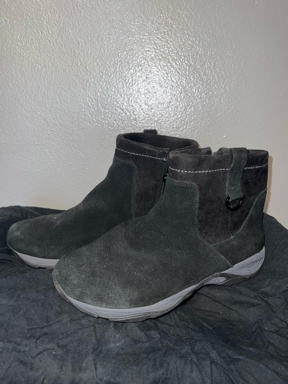 Easy Spirit Black Suede Ankle Boots - Slip-On Casual